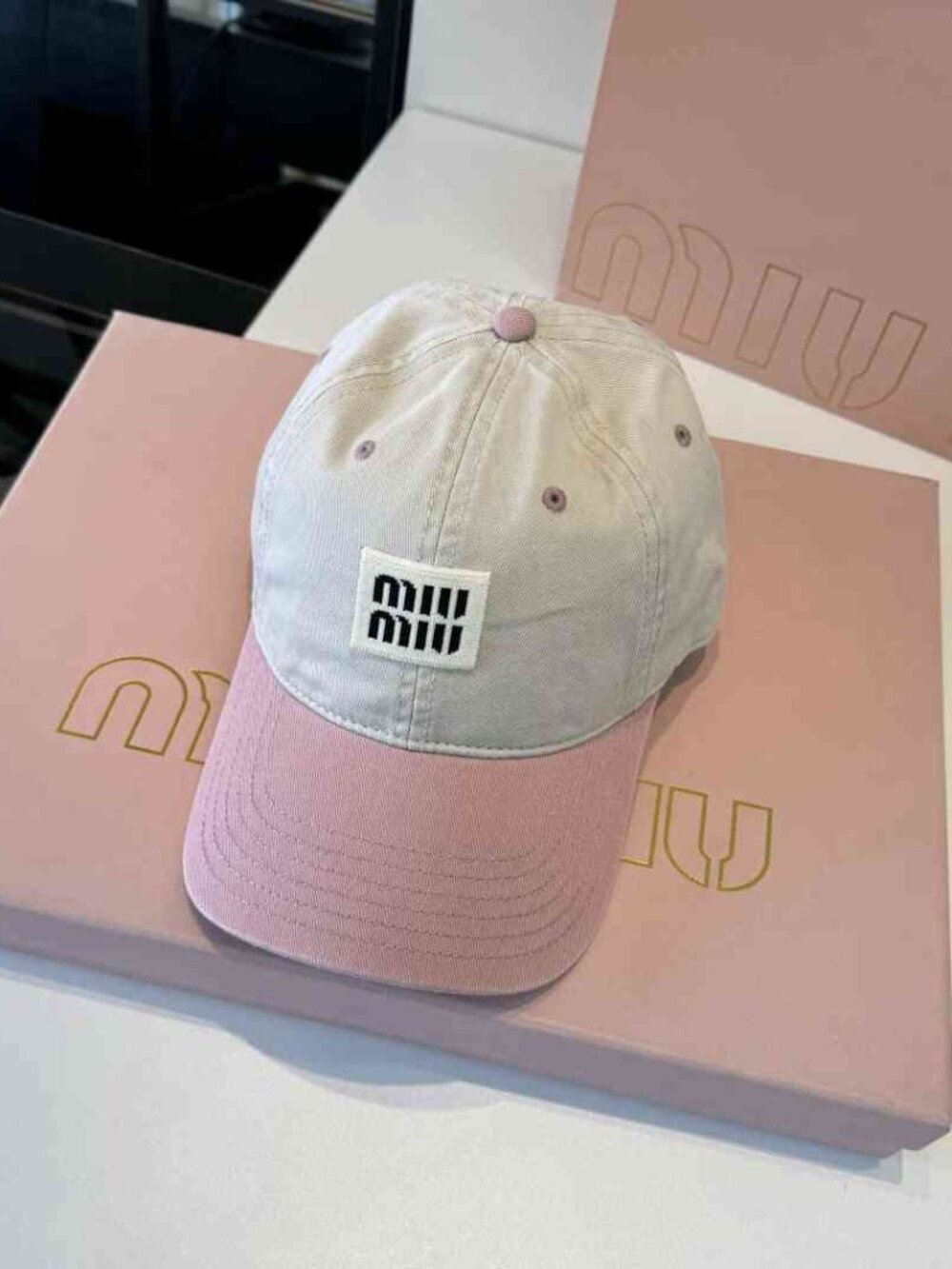 Miu Miu Pastel Color Block Dad Hat Embroidered Label